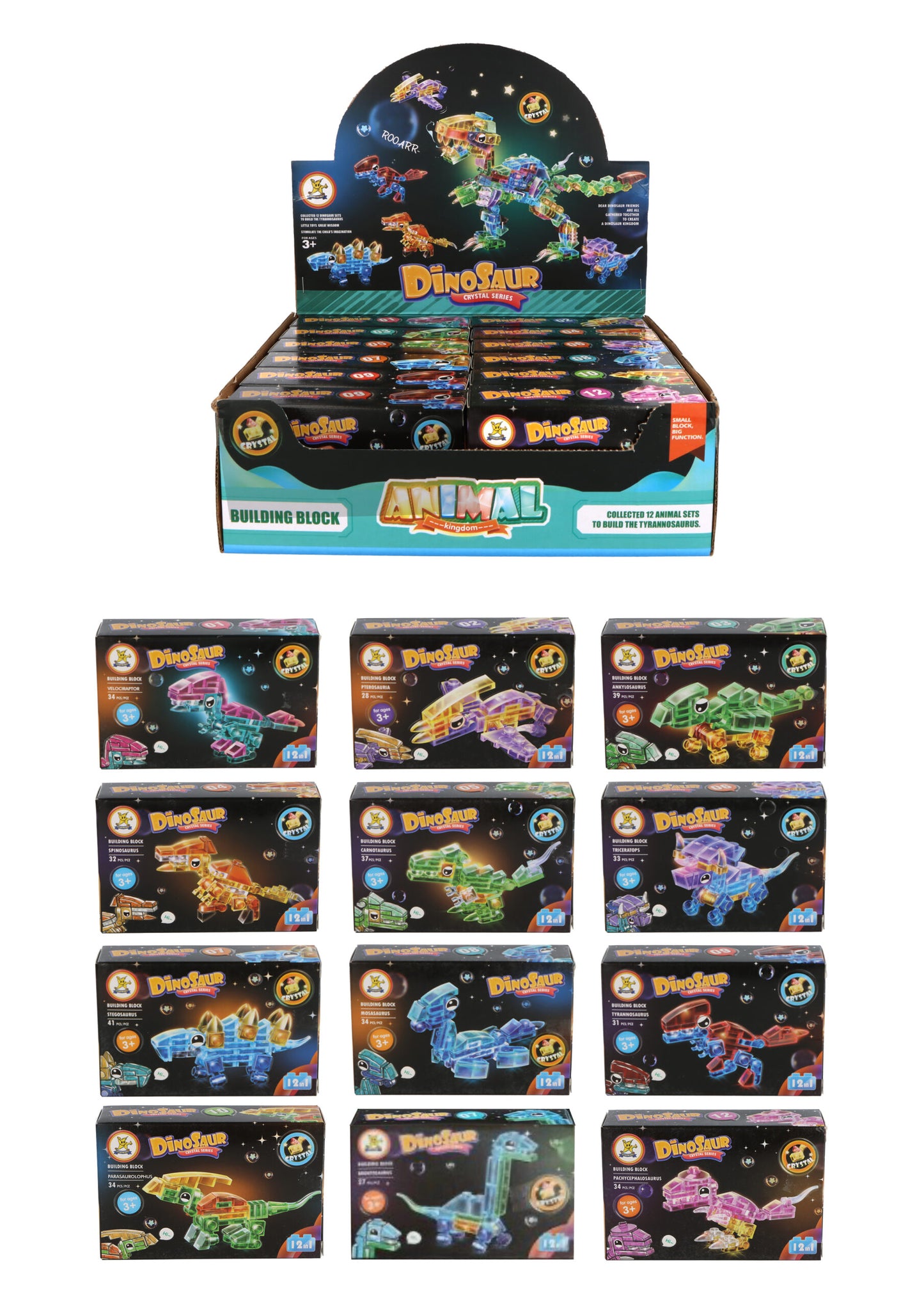 Transparent Dinosaur Building Block Brick Kit - Anilas UK