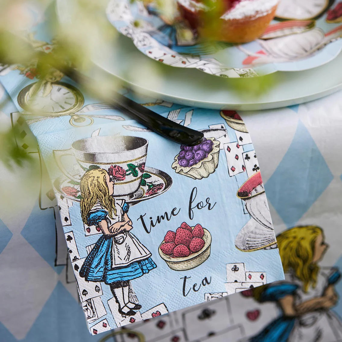 Blue Alice in Wonderland Cocktail Napkin - 20 Pack - Anilas UK