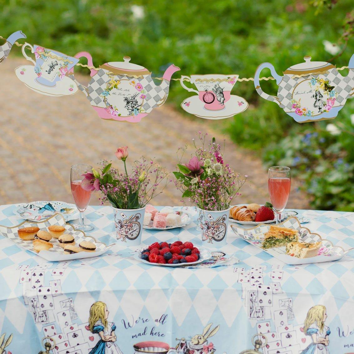 Blue Alice in Wonderland Paper Table Cover - Anilas UK