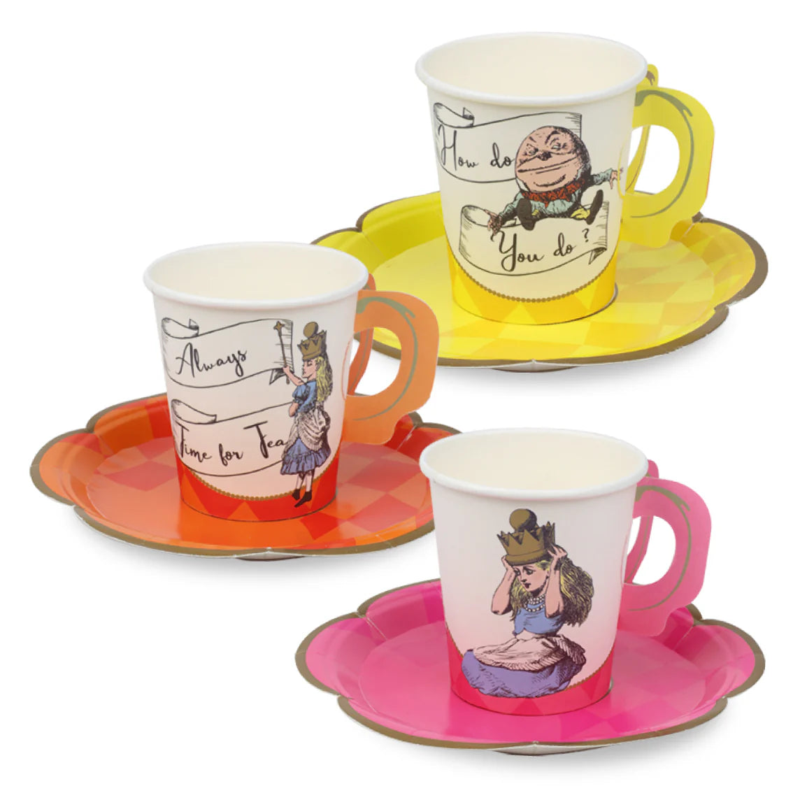 Truly Alice Bright Recyclable Paper Teacup Set - (12 Pack) - Anilas UK