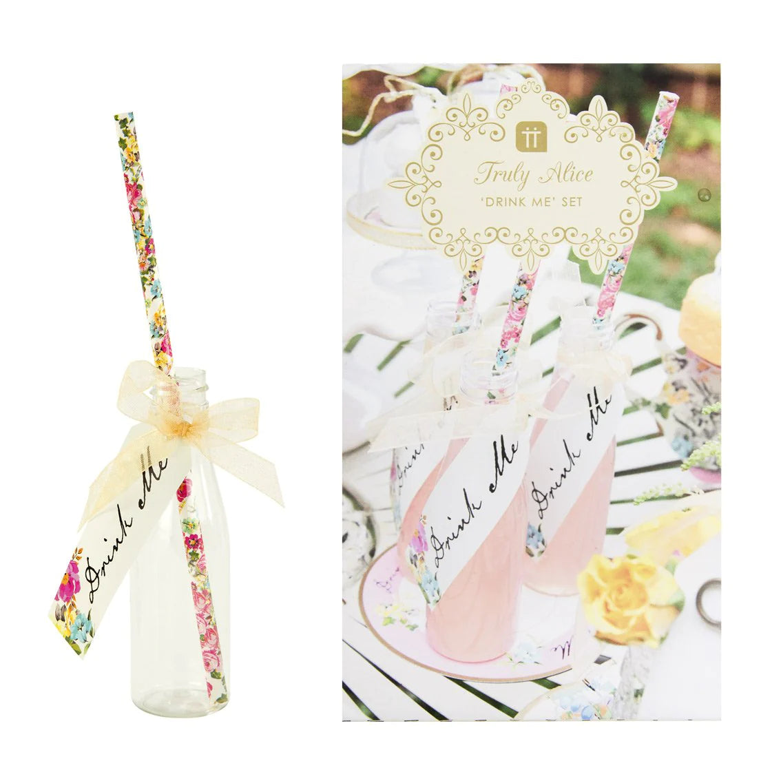 Alice in Wonderland Party Bottles & Straws - 6 Pack - Anilas UK