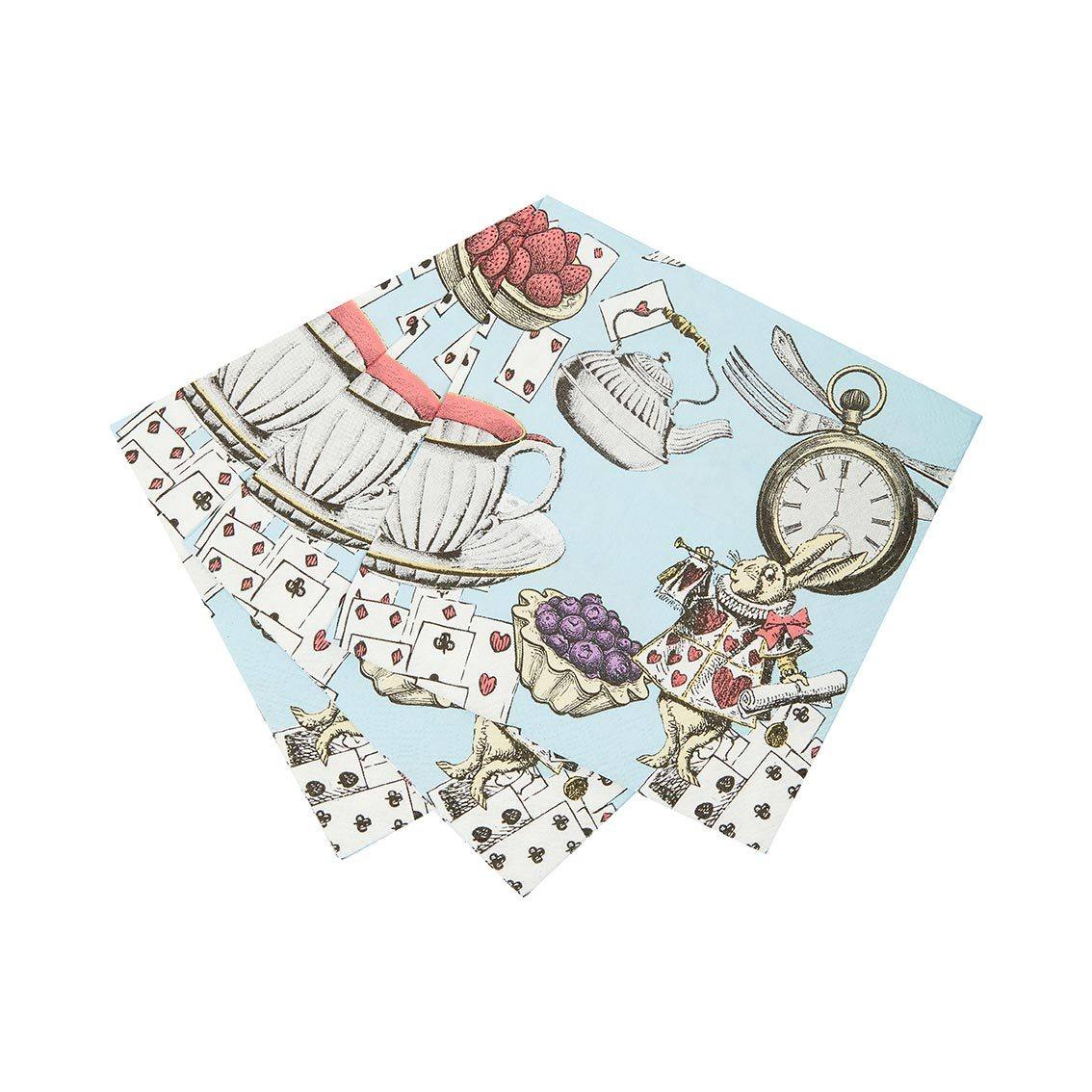 Blue Alice in Wonderland Cocktail Napkin - 20 Pack - Anilas UK