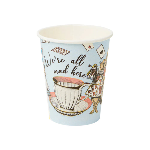 Blue Alice in Wonderland Recyclable Paper Cups - 8 Pack - Anilas UK