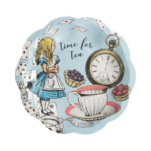 Blue Alice in Wonderland Recyclable Paper Plates - 12 Pack - Anilas UK