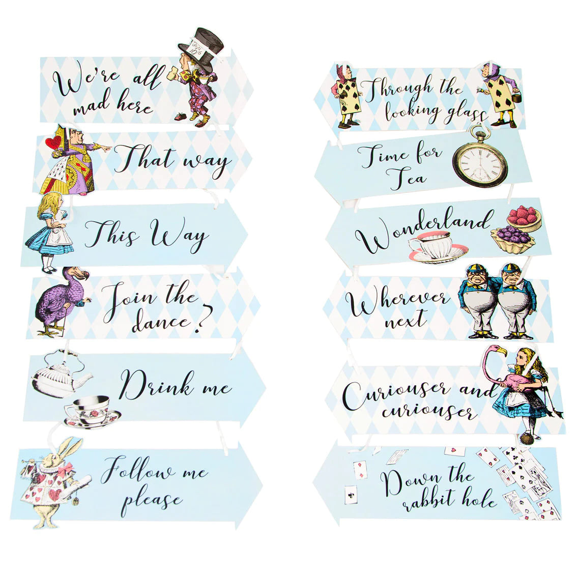Alice In Wonderland Party Signs - 12 Pack – Anilas UK