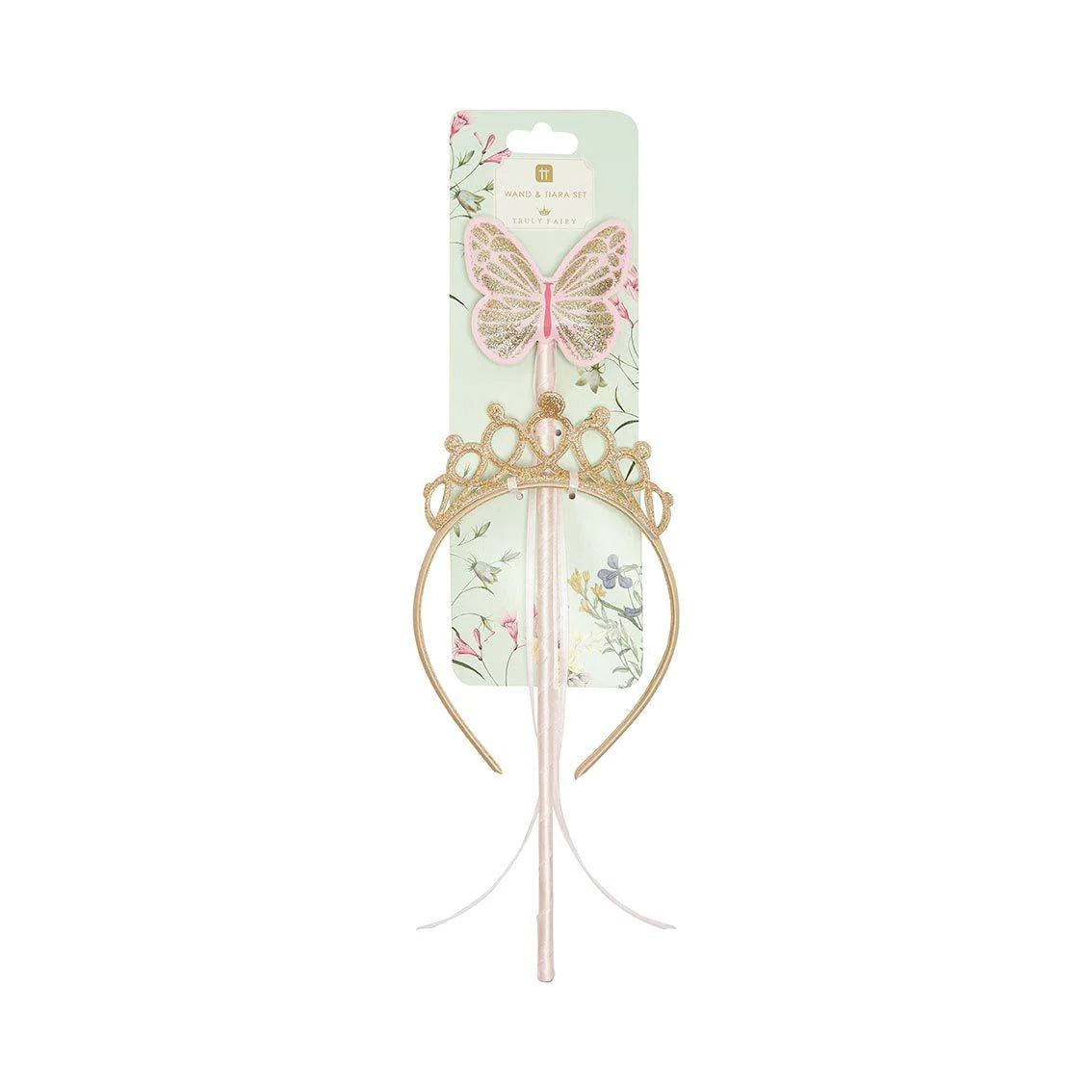 Children's Gold & Pink Fairy Wand & Tiara Set - Anilas UK