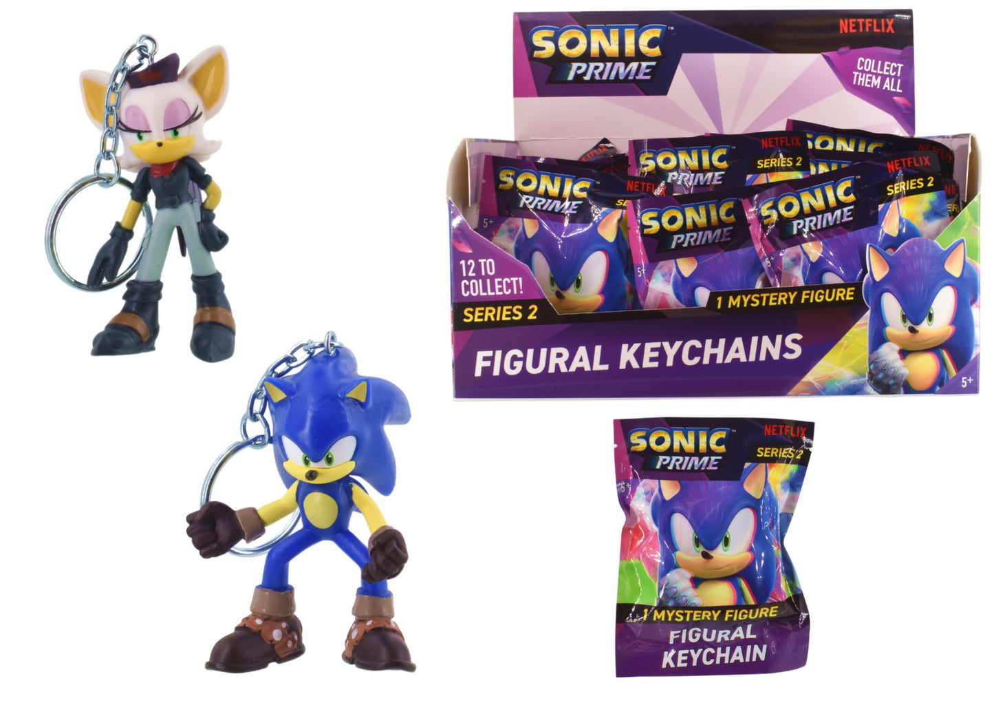 Sonic Mini Figure Keychain In Mystery Foil Bag