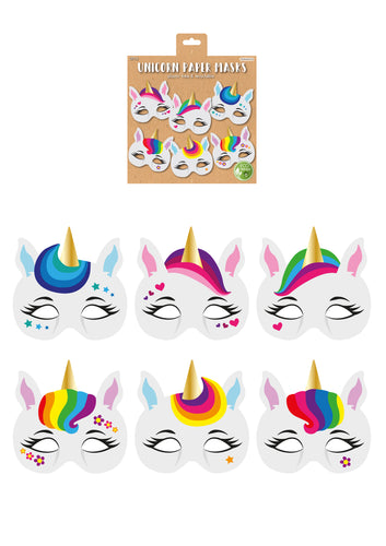 Unicorn Paper Masks (pack of 12) - Anilas UK
