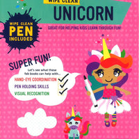 Unicorn Wipe Clean Book with Pen - Anilas UK
