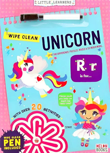 Unicorn Wipe Clean Book with Pen - Anilas UK