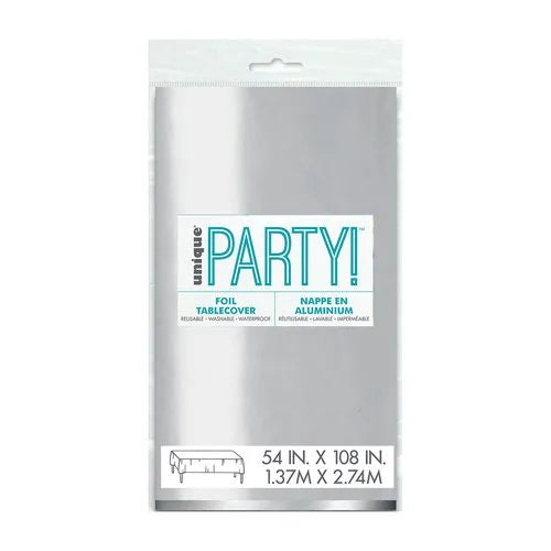 Silver Foil Party Table Cover (137x274 cm) - Anilas UK