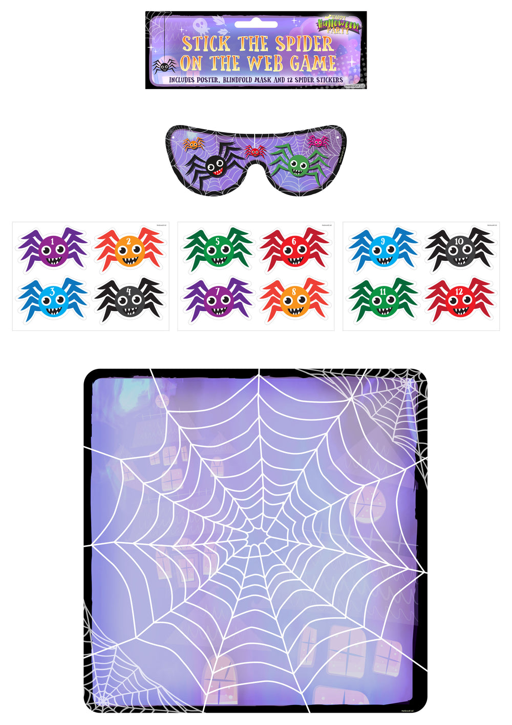 Halloween Stick the Spider on the Web Party Game - Anilas UK