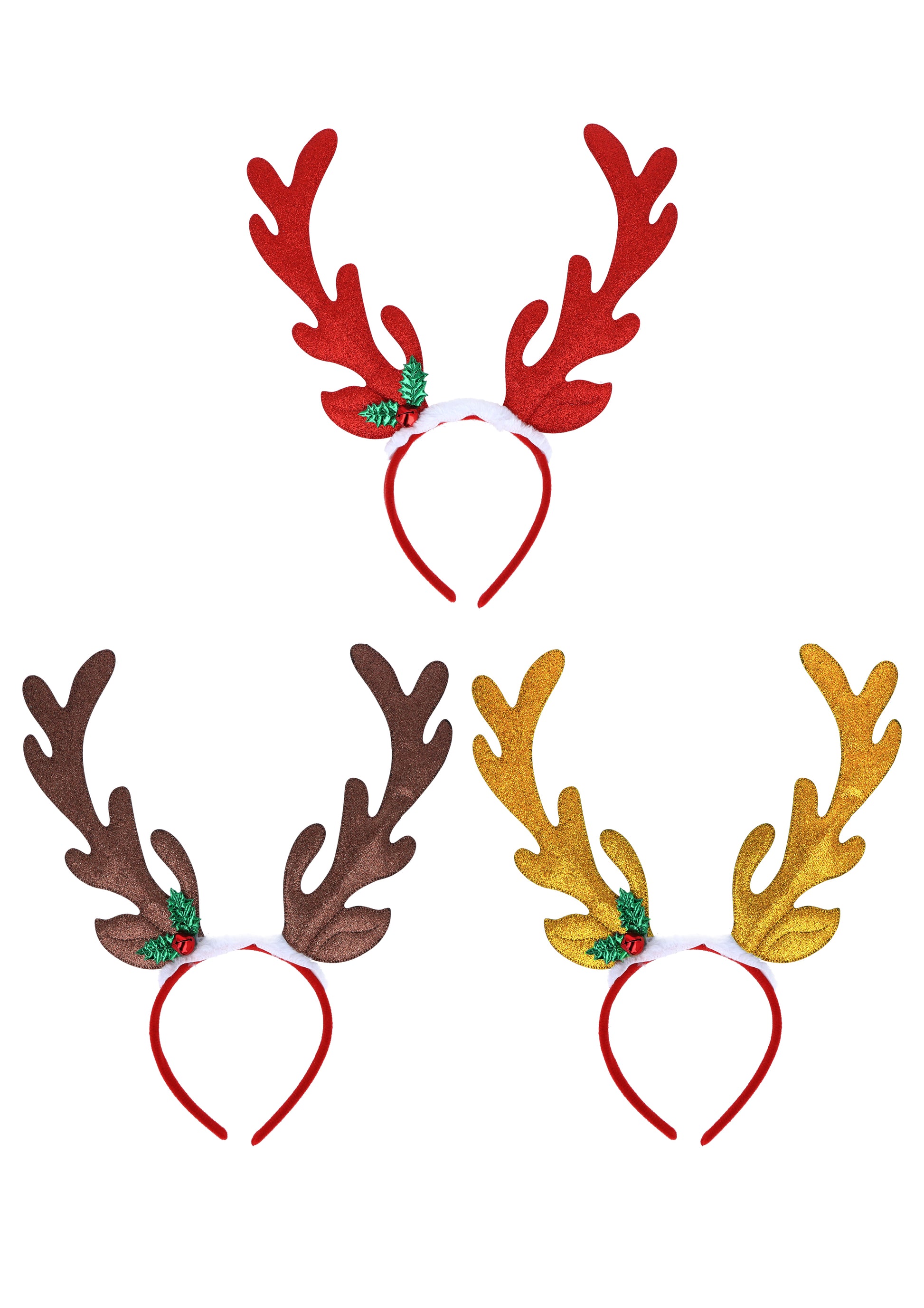 Glitter Reindeer Antler Headband with Holly - Anilas UK