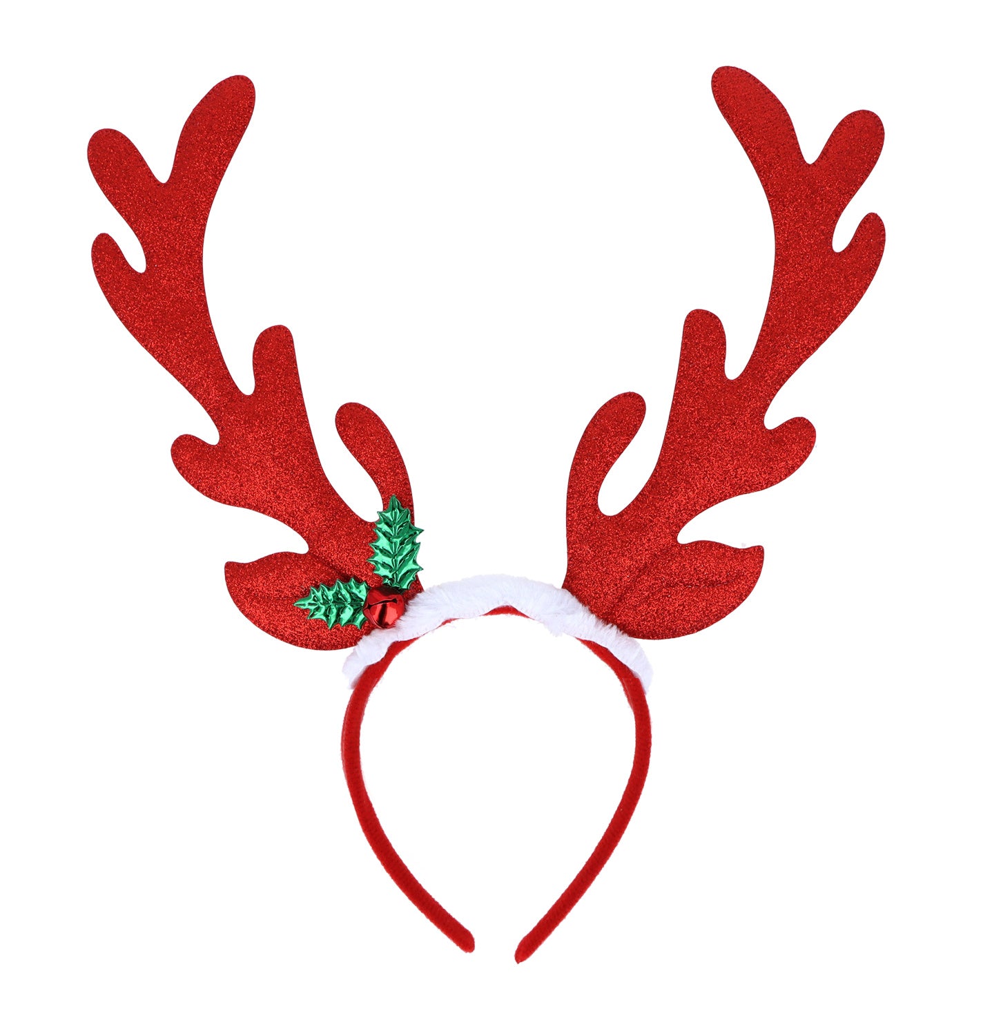 Glitter Reindeer Antler Headband with Holly - Anilas UK