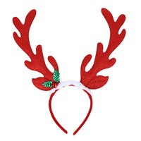 Glitter Reindeer Antler Headband with Holly