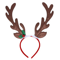 Glitter Reindeer Antler Headband with Holly