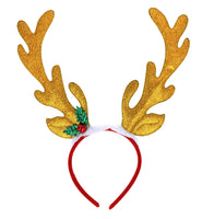 
              Glitter Reindeer Antler Headband with Holly
            