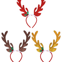 Glitter Reindeer Antler Headband with Holly