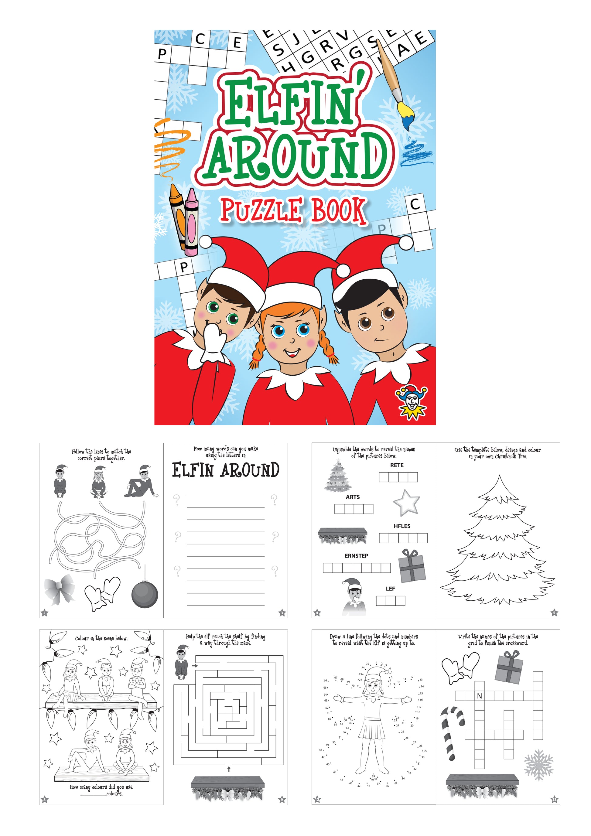 Mini Elfin Around Colouring Puzzle Books - Anilas UK