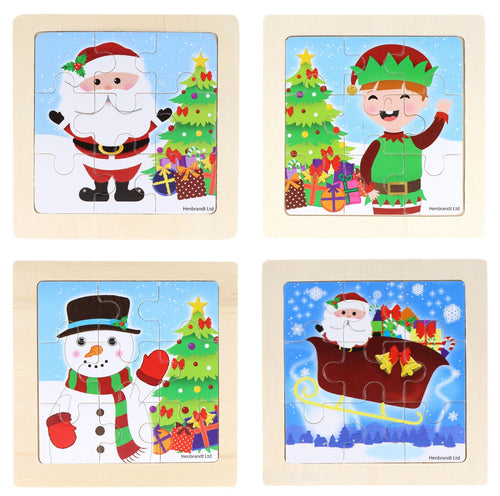 Mini Wooden Christmas Themed Jigsaw Puzzles (Pack of 12) - Anilas UK