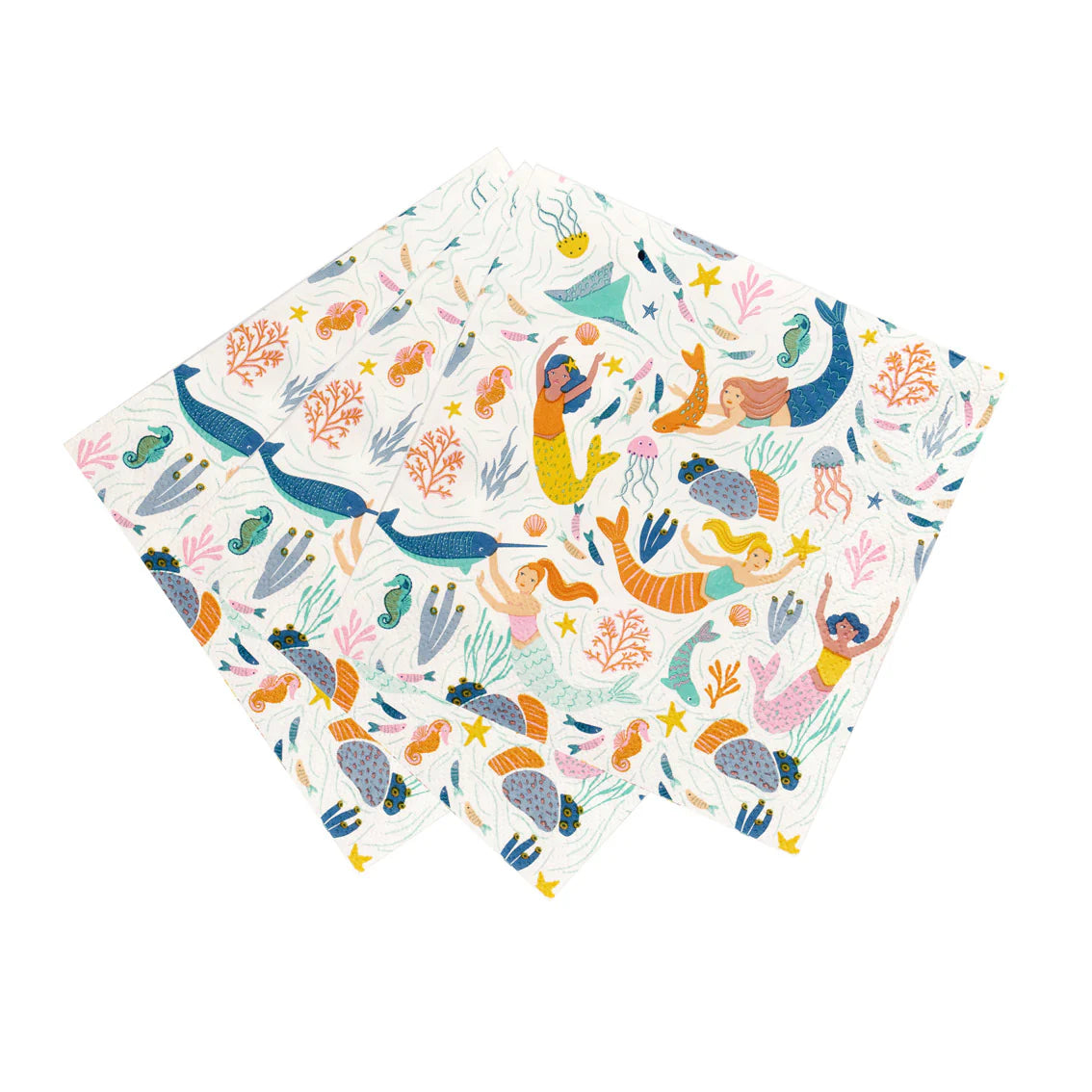 Mermaid & Sea Creatures Paper Napkins - 20 Pack - Anilas UK