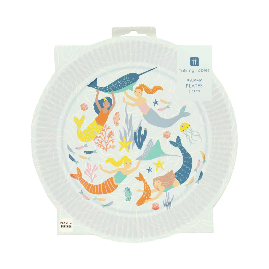 Mermaid & Sea Creatures Paper Plates - 8 Pack - Anilas UK