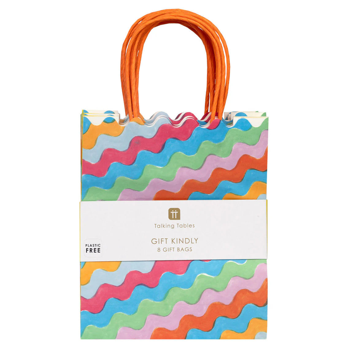 Wavy Multi Coloured Paper Gift Bags - 8 Pack - Anilas UK