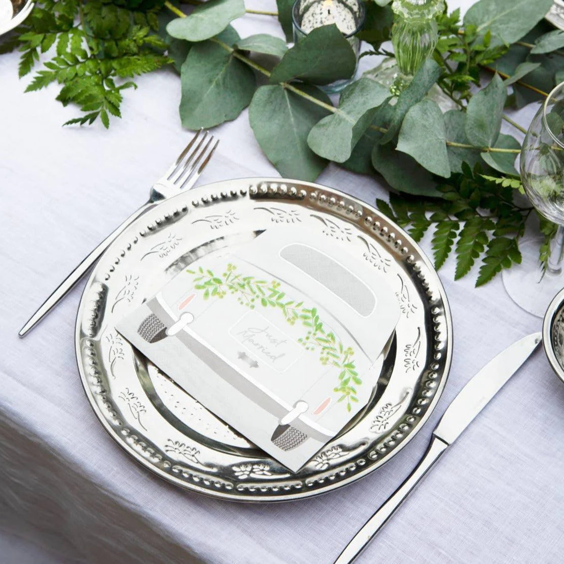 Botanical Bride Car Shaped Wedding Napkins - Anilas UK