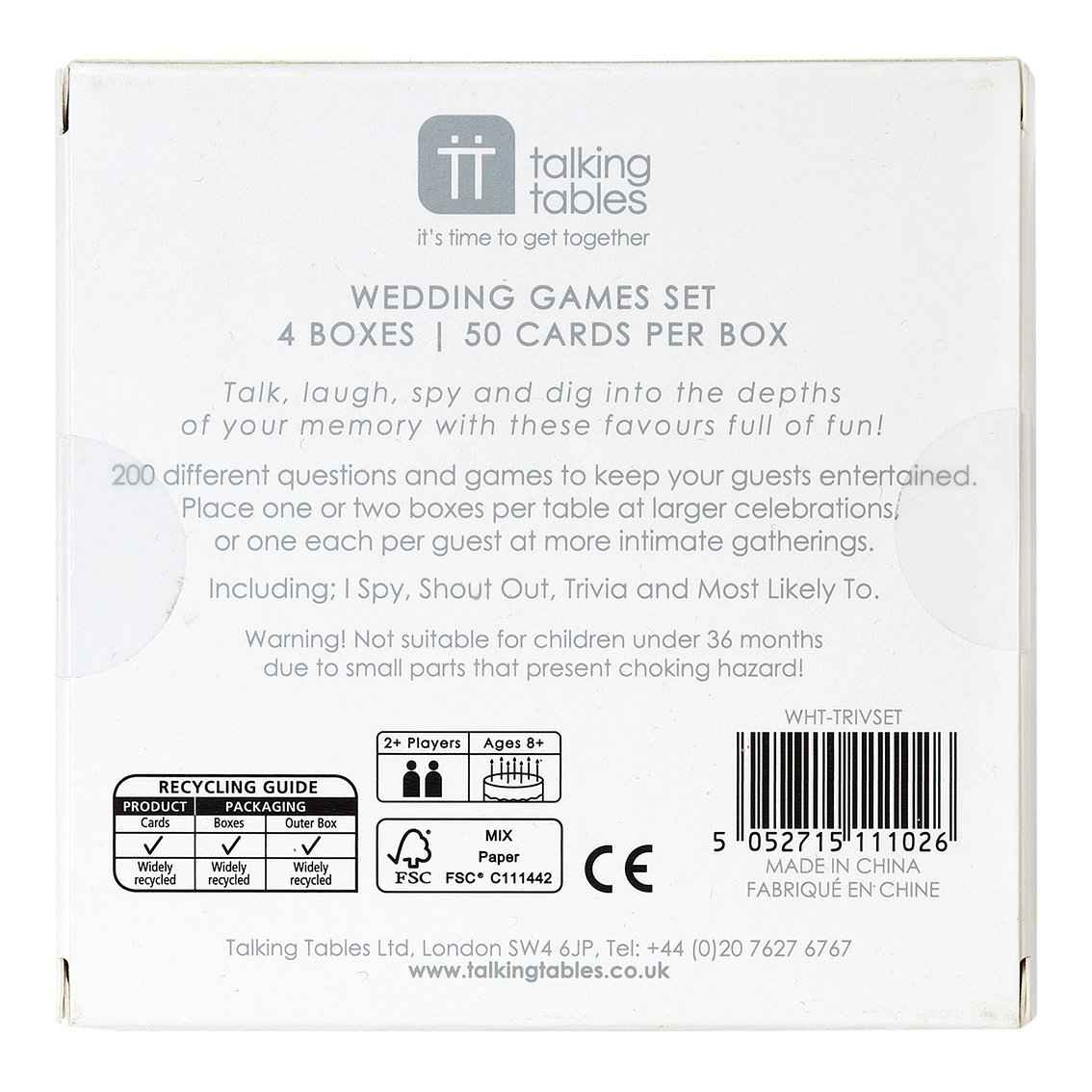 Wedding Table Games Set - Anilas UK