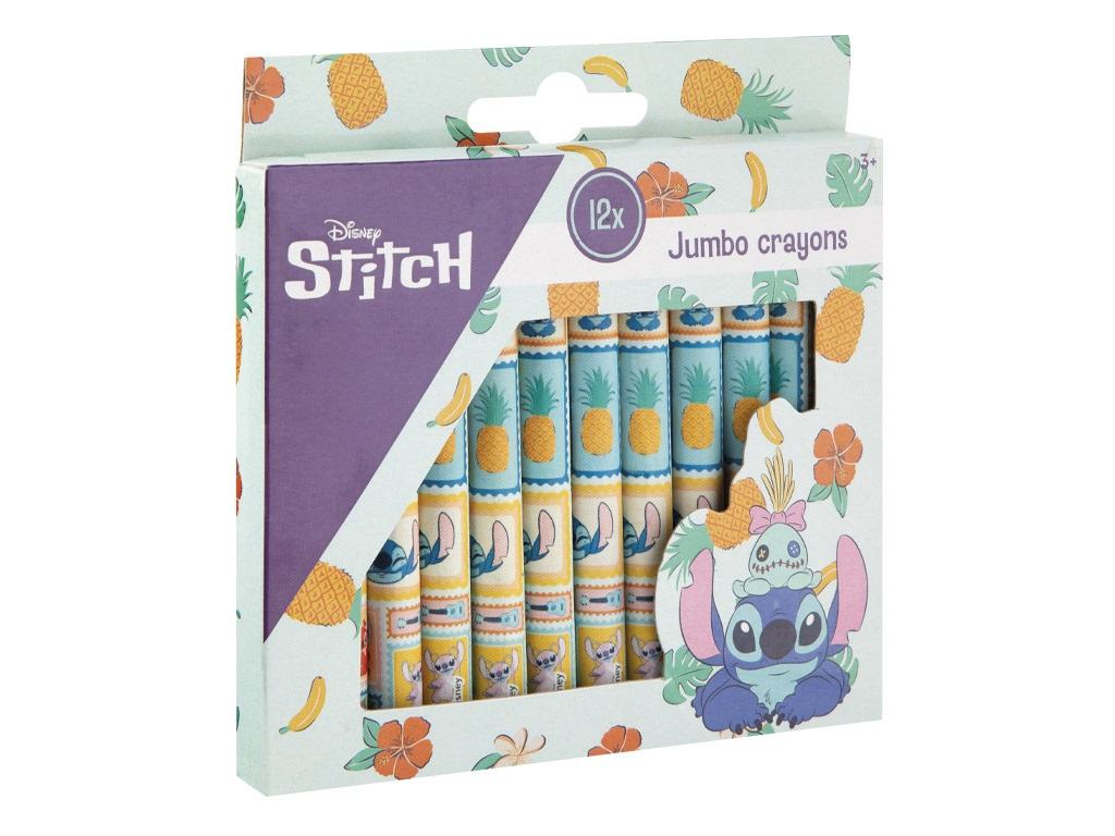 Disney Stitch Set of 12 Jumbo Wax Crayons - Anilas UK