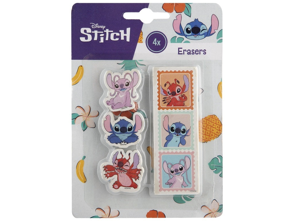 Disney Stitch Erasers – 4 Pack Kids Erasers Set (Lilo & Stitch Characters) - Anilas UK