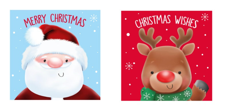 Santa & Reindeer Cards (Pack of 20) - Anilas UK