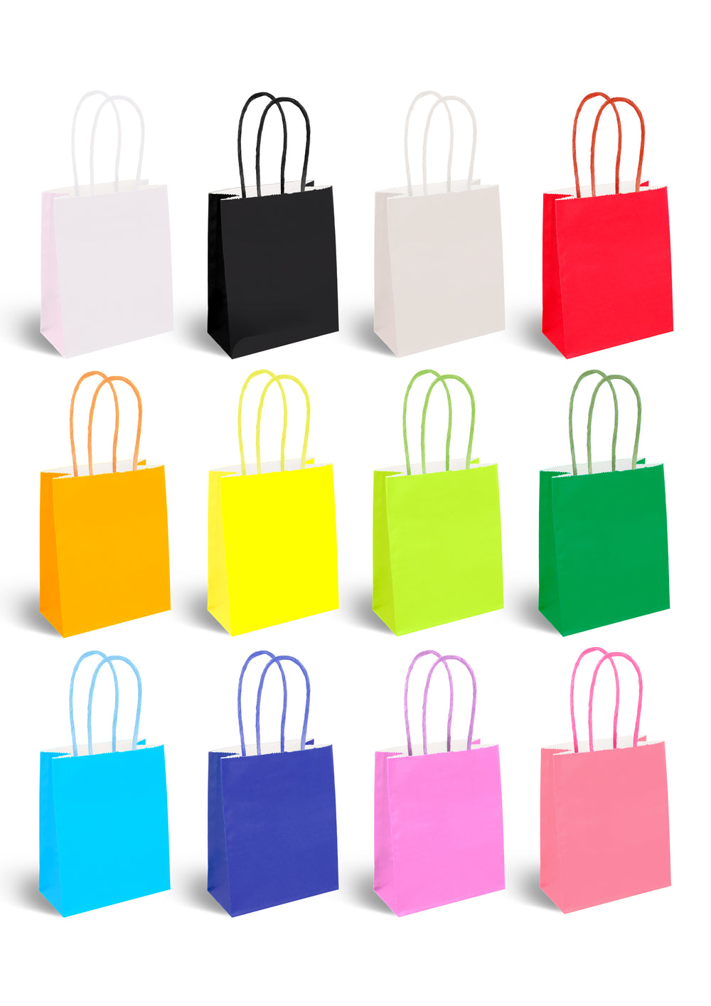 12 Colours Party Bags With Coloured Handles (12 pack)