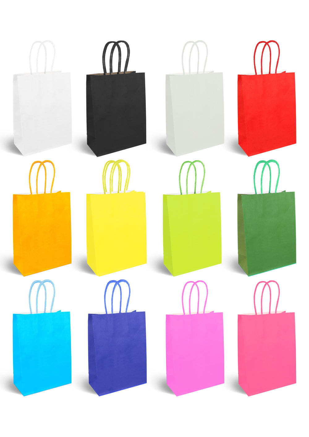 12 Colours Party Bags With Coloured Handles (12 pack)