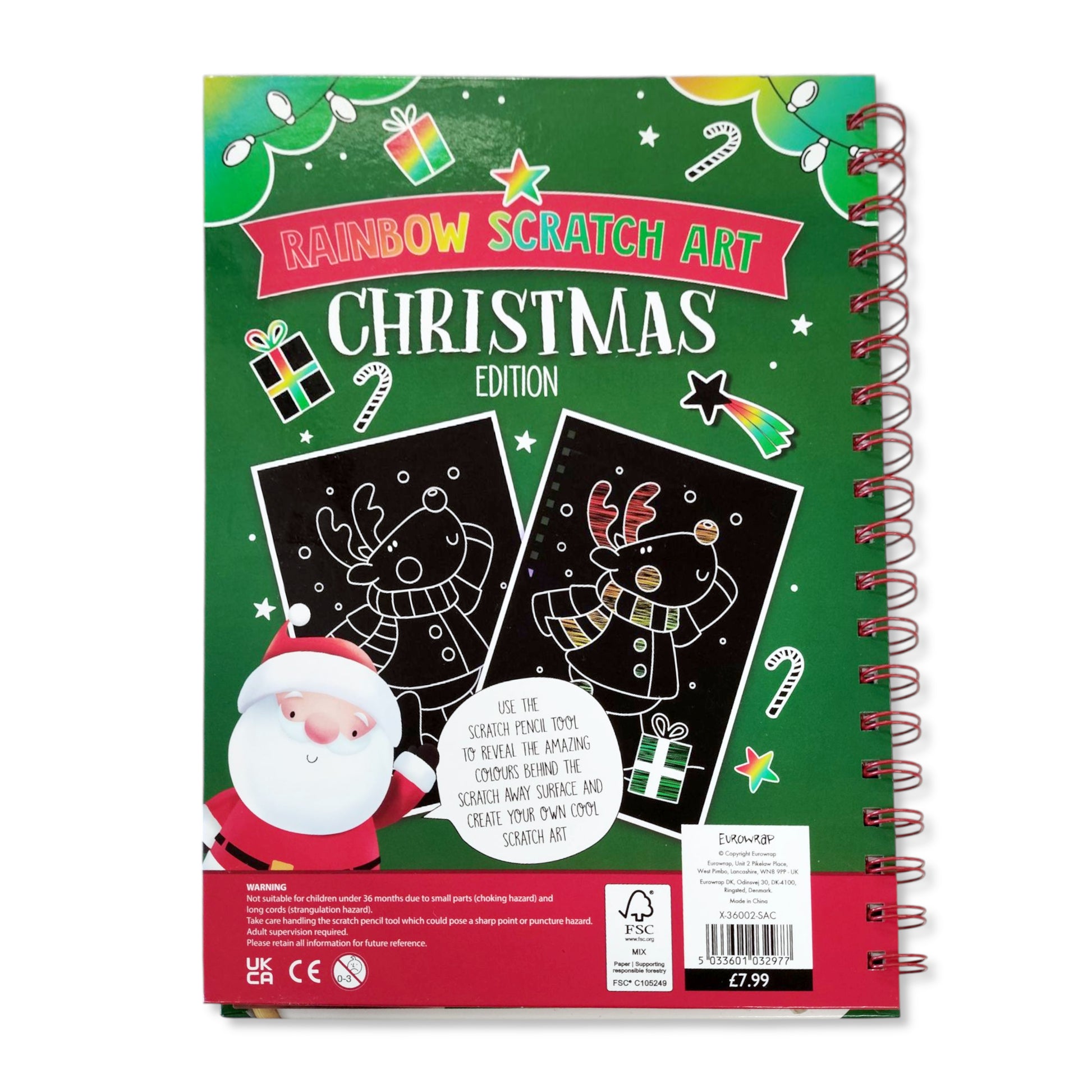 Rainbow Scratch Art Christmas Edition, Ages 4+ - Anilas UK