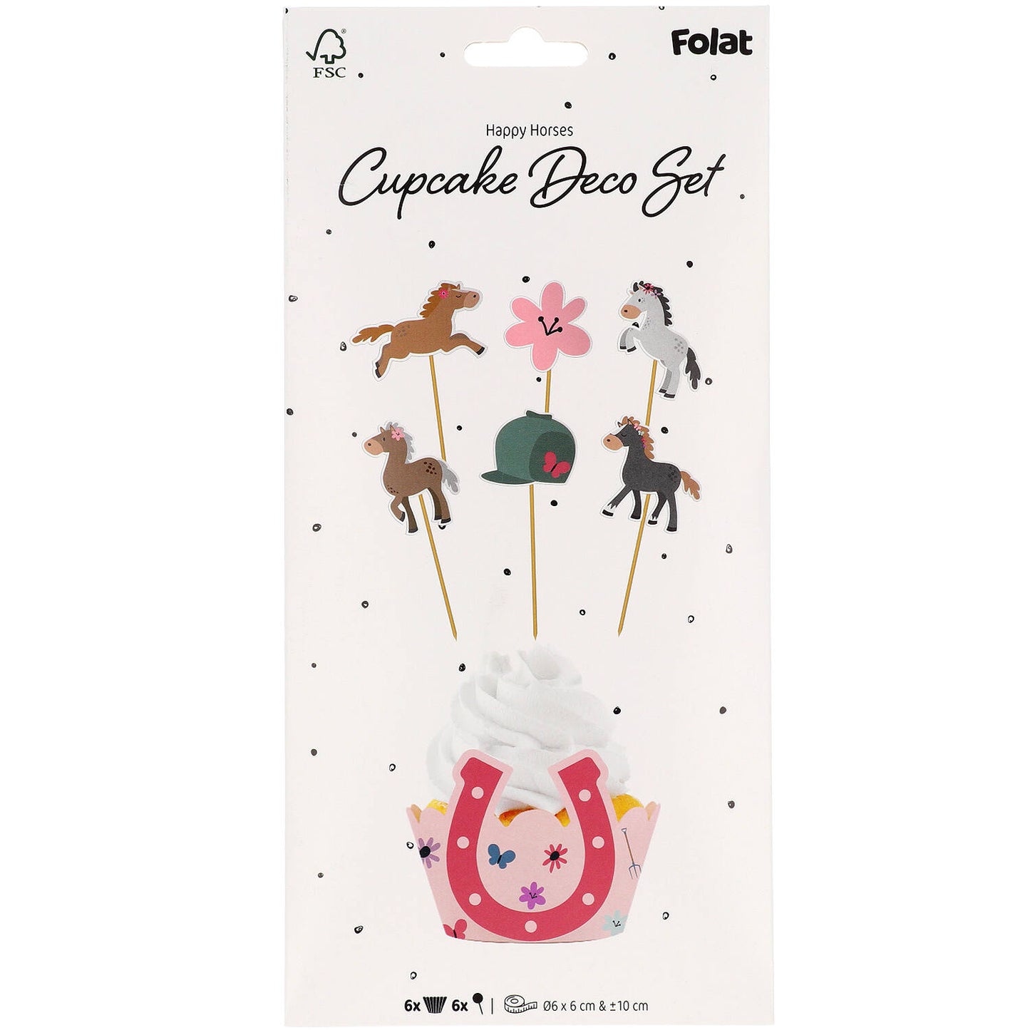Cupcake Deco Set - Happy Horse (6 sets) - Anilas UK