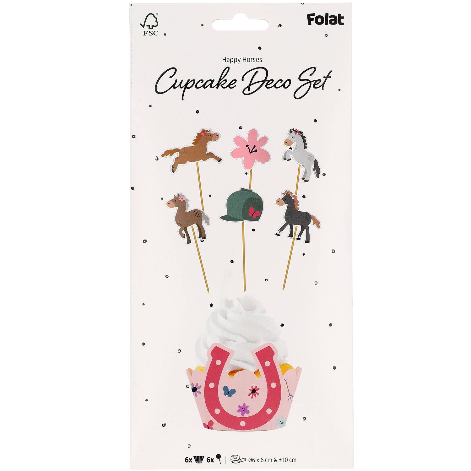Cupcake Deco Set - Happy Horse (6 sets) - Anilas UK