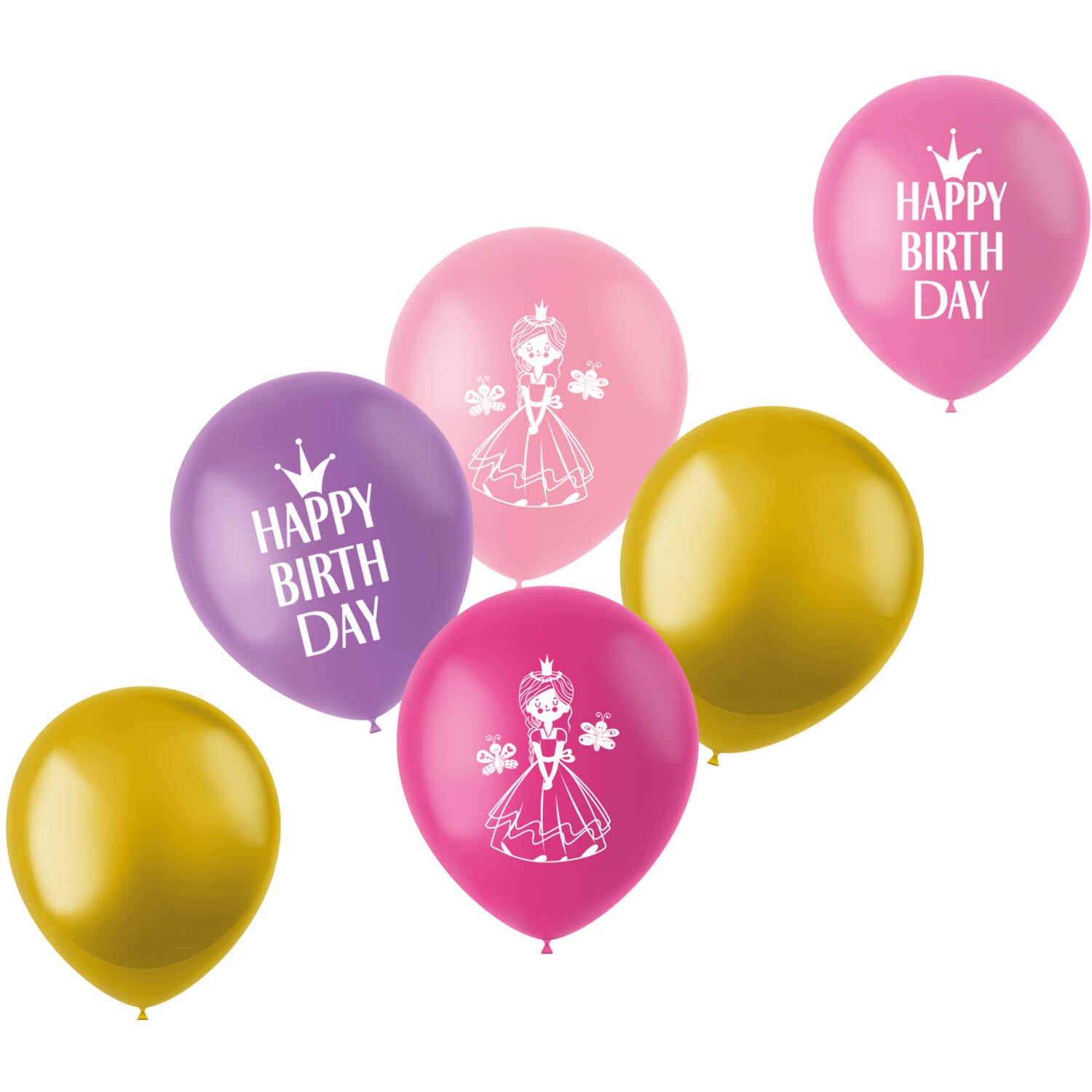 Pretty Princess Latex Birthday Party Balloons - 33 cm - 6 pieces) - Anilas UK