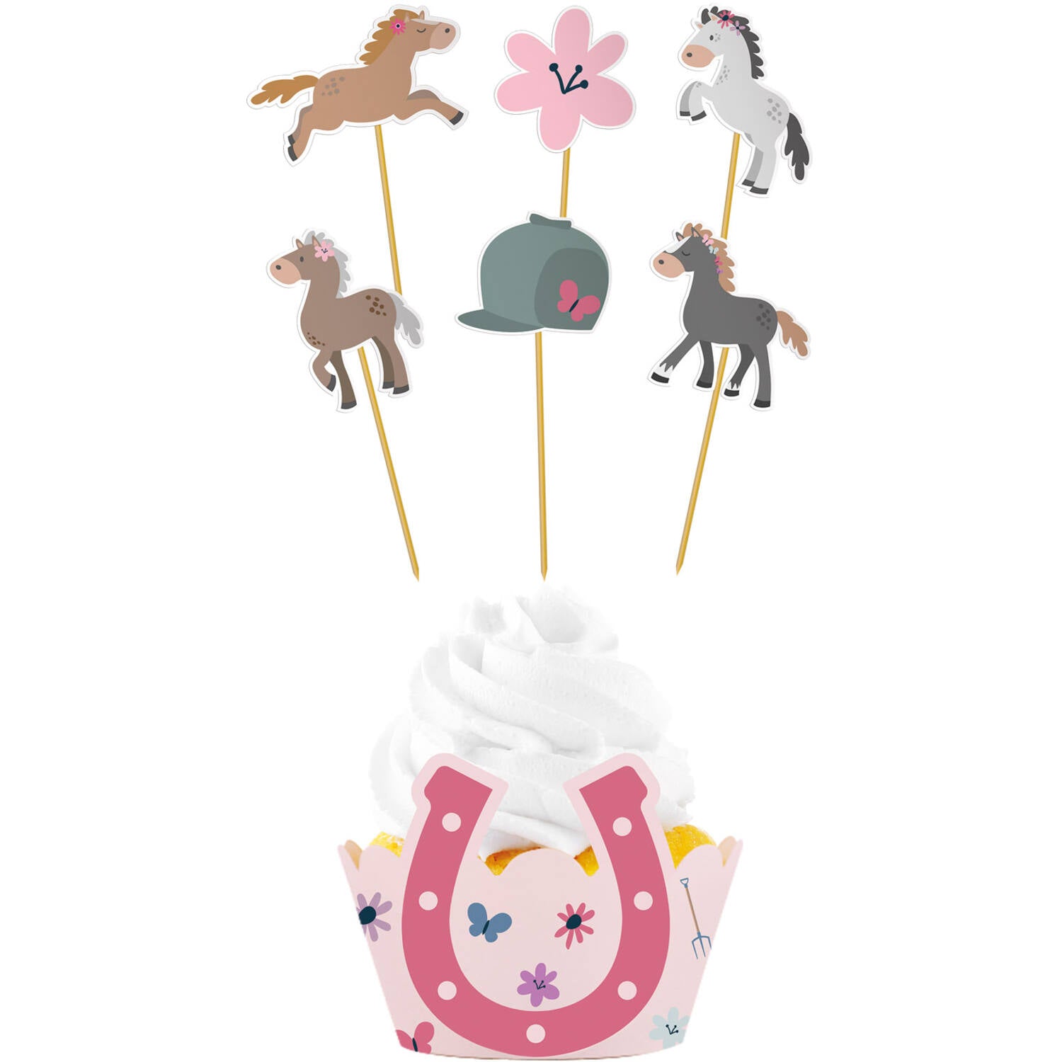Cupcake Deco Set - Happy Horse (6 sets) - Anilas UK