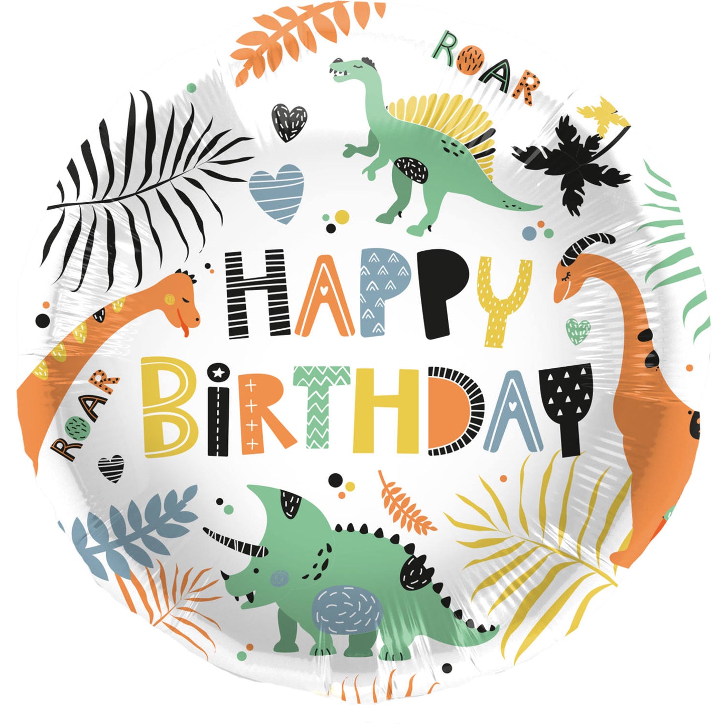 Dino Roars "Happy Birthday" Foil Party Balloon - (45 cm) - Anilas UK