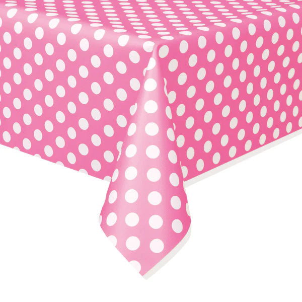 Hot Pink Dots Plastic Party Table Cover (137x274 cm) - Anilas UK