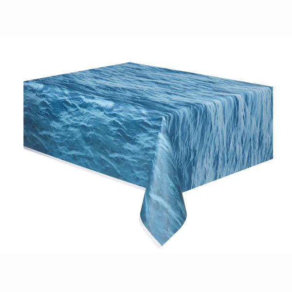 Ocean Waves Pattern Plastic Party Table Cover (137x274 cm) - Anilas UK