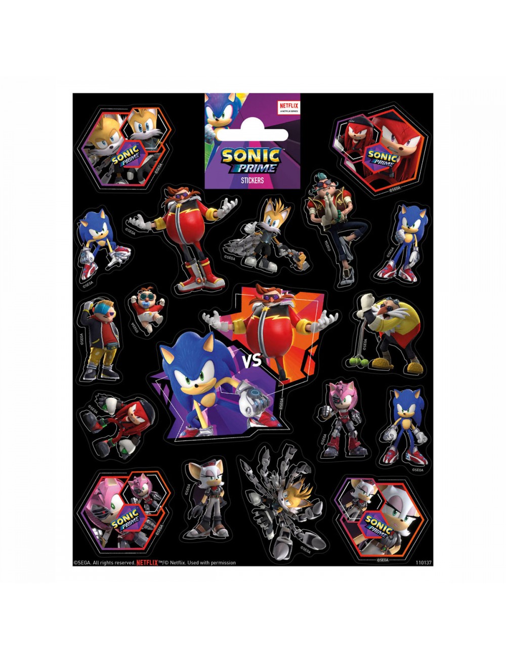 Sonic Prime Large Sticker Sheet 156 x 200mm with Sonic characters