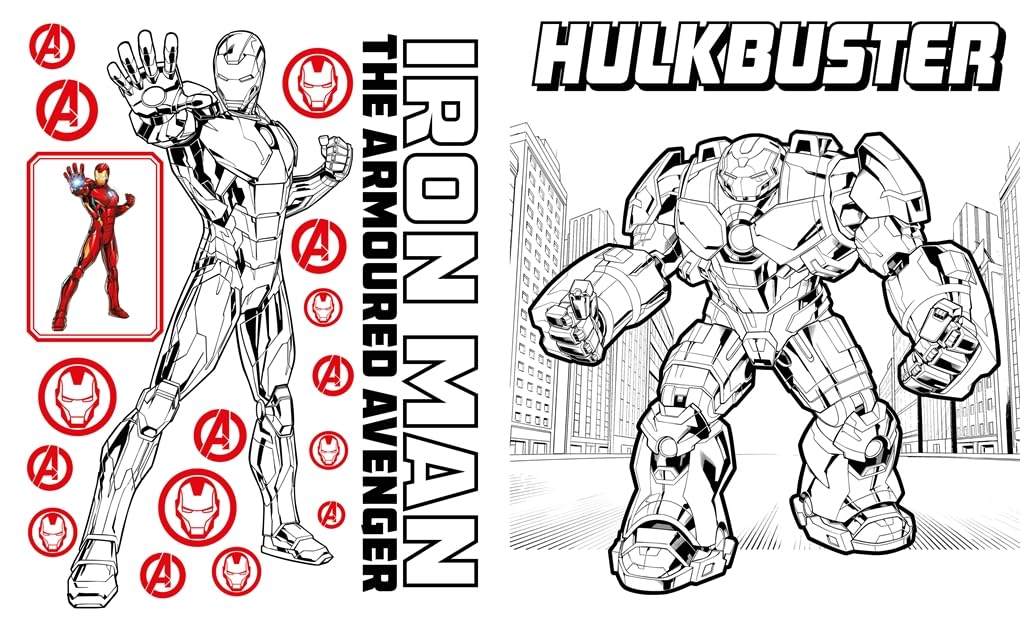 Copy colouring page with Avengers in 3 in 1 book