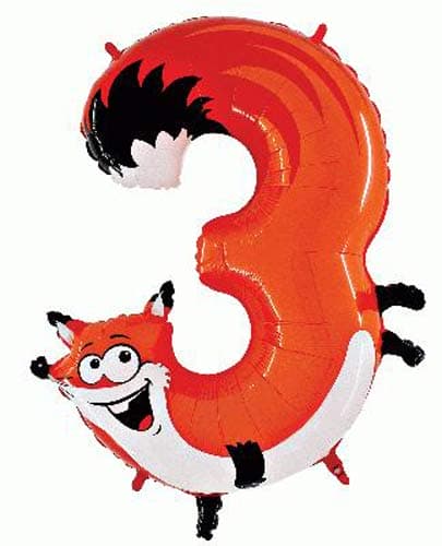 Oaktree Number 3 Fox Zooloons Balloon, 102cm - Anilas UK