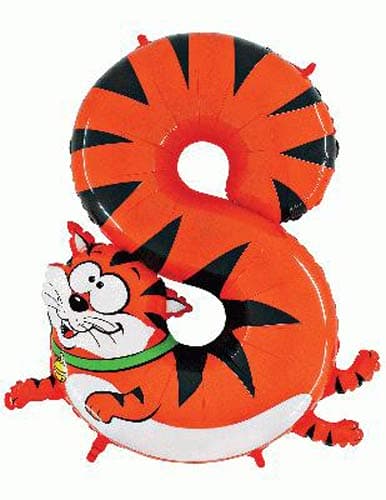 Oaktree Number 8 Cat Zooloons Balloon, 102cm - Anilas UK