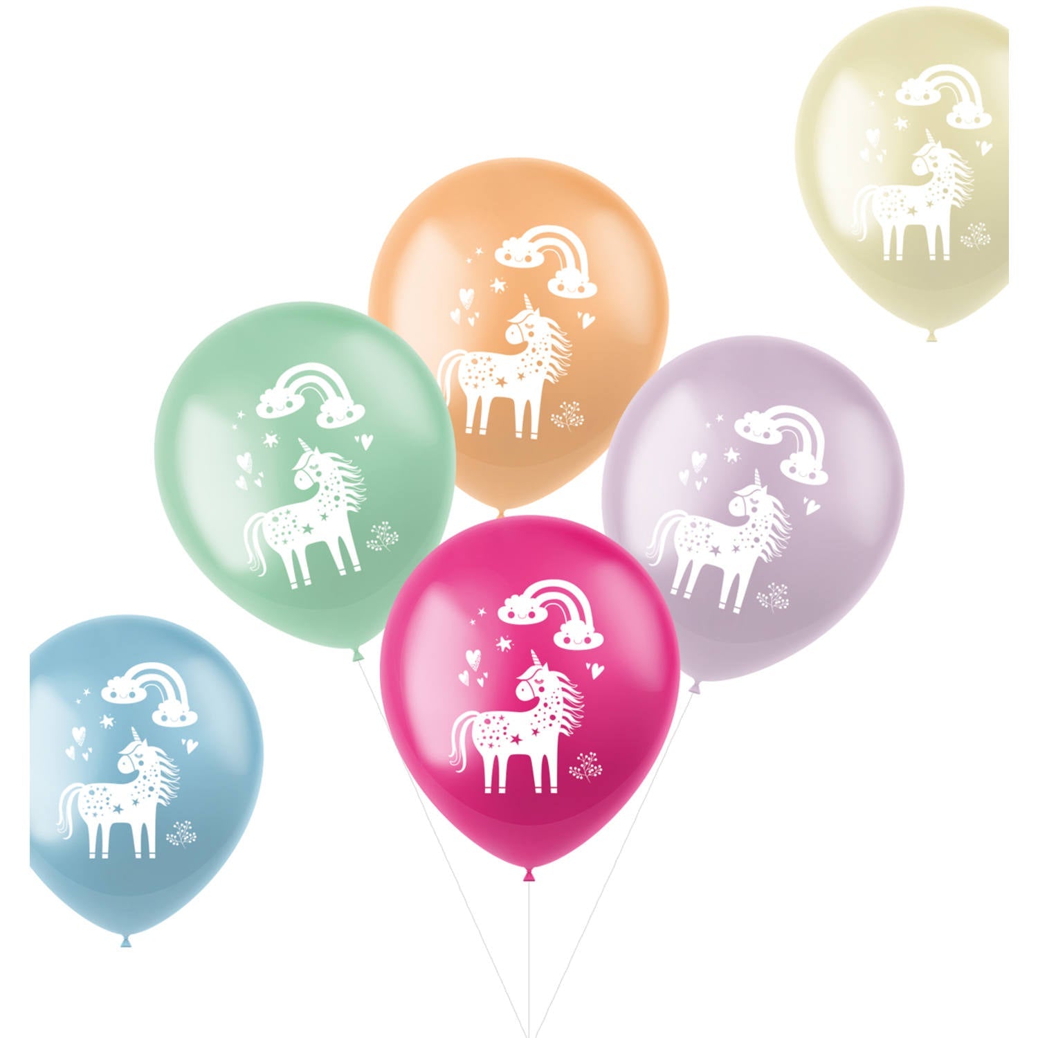 Unicorns & Rainbows Latex Birthday Party Balloons - (33 cm - 6 pieces) - Anilas UK