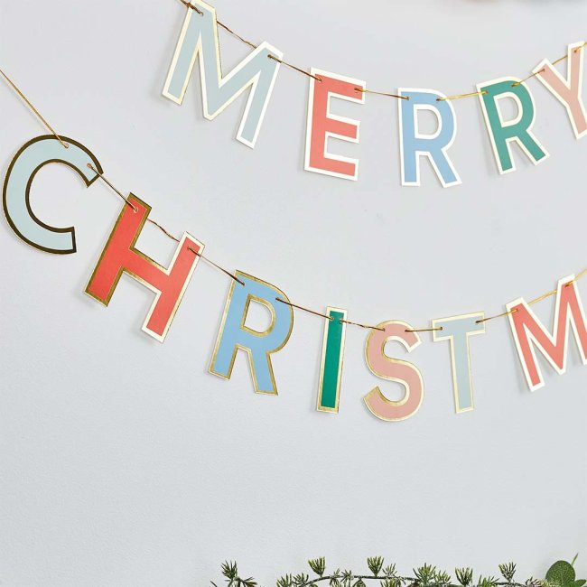Merry Christmas Card Banner 2.5m - Anilas UK