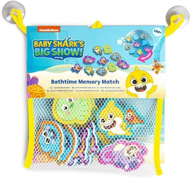 Baby Shark Bath Time Foam Memory Match Game, 10 Pieces for Kids’ Bathtime Fun