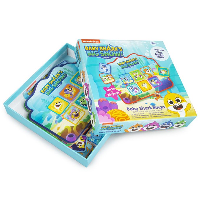 Baby Shark Ocean Bingo Game, 18 Months+, with 4 Boards and 24 Cards for Kids